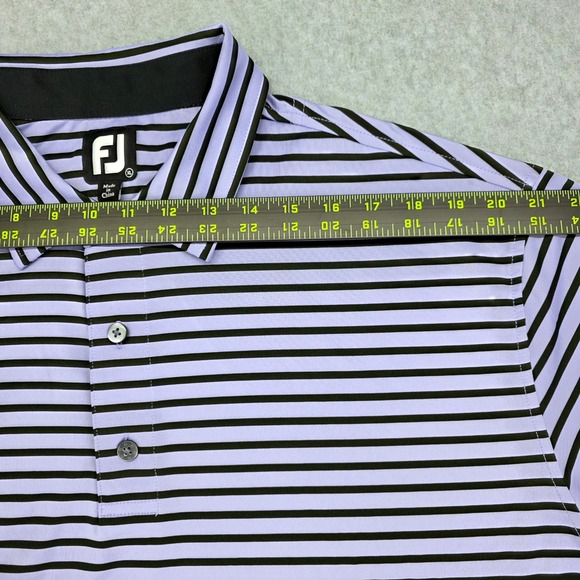 FootJoy FJ‎ Performance Golf Polo Shirt Men XL Striped Purple Black Short Sleeve - Picture 11 of 13
